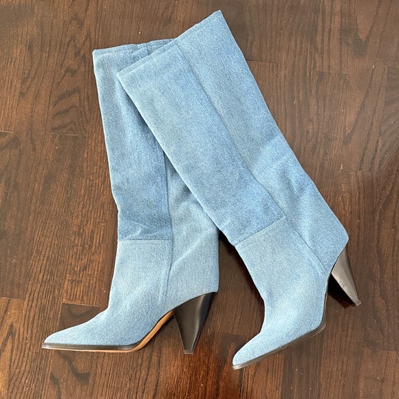 Isabel Marant Denim Blue Heeled Ririo Boots 39 New - Picture 1 of 13